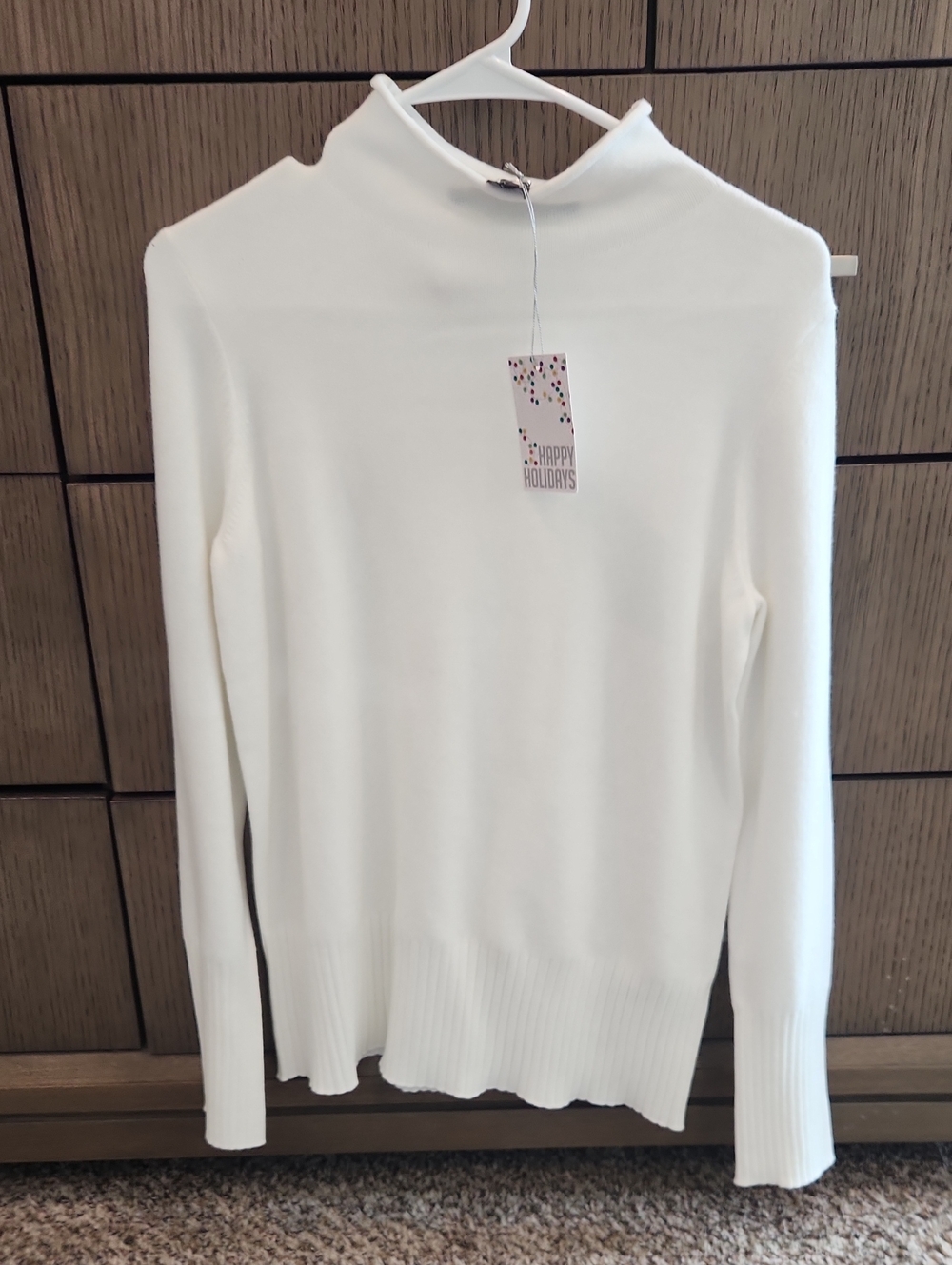 French Connection Cream Mock Neck Long Sleeve Sweater